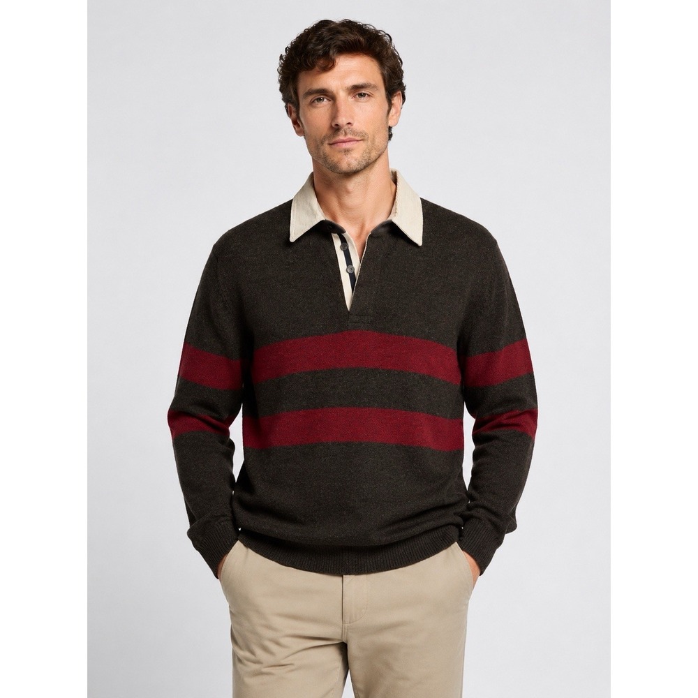 Vintage 2000s M&S Blue Harbour Men M Wool Rugby Sweater Striped Preppy